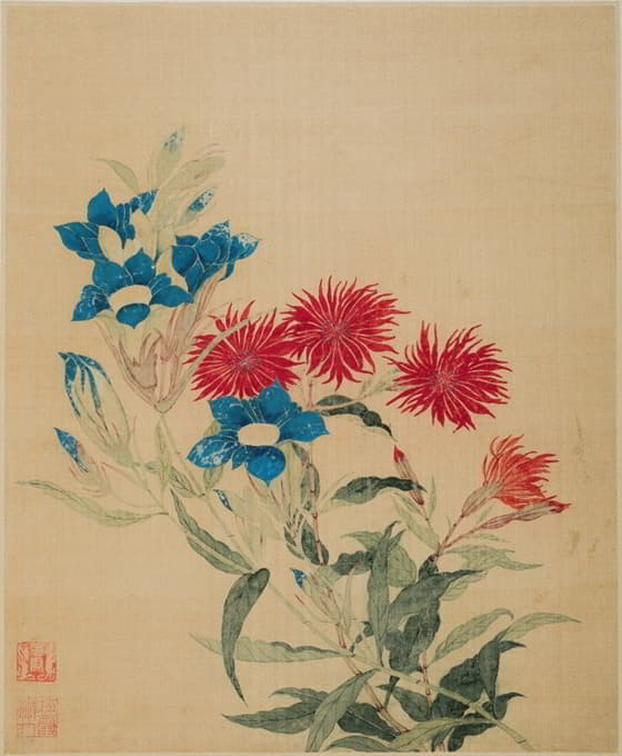 Ma Yuanyu - Blue Gentiana and Red Lychnis