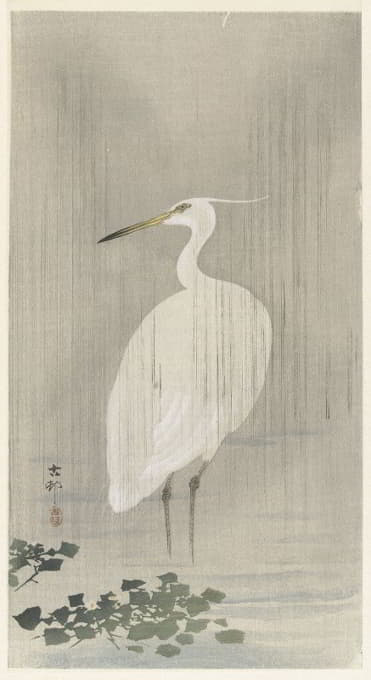 Ohara Koson - Egret in rain