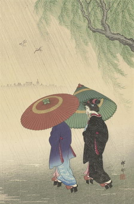 雨中的两个女人
