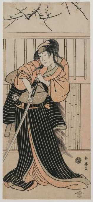 Katsukawa Shun'ei - Actor Iwai Hanshiro IV as a Young Woman with a Sword