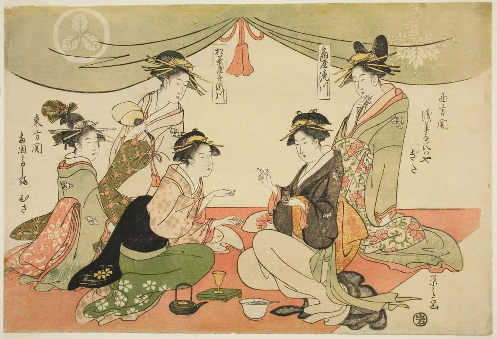 Chōbunsai Eishi - Naniwaya Okita and Takashima Ohisa playing a game of ken