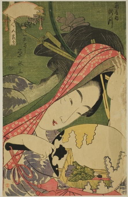 《五大节日之美》（Bijin gosekku）系列中的Ogiya的妓女Takigawa