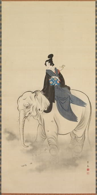 Kitao Masayoshi - Courtesan Riding an Elephant (Parody of the Bodhisattva Fugen)