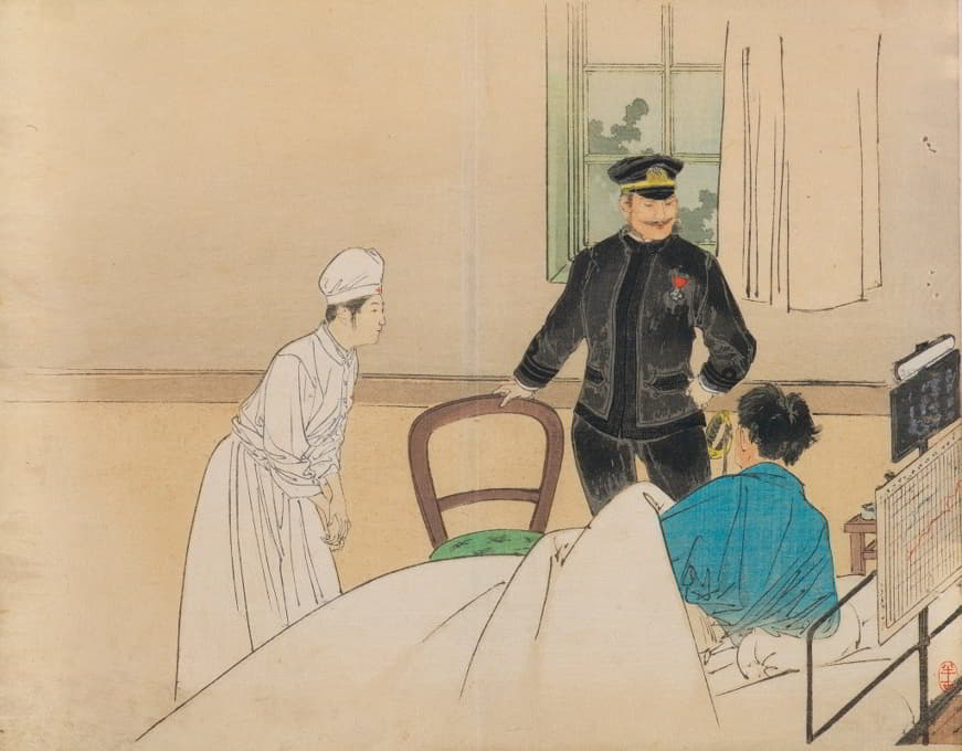 Kajita Hanko - The Torpedo Officer; Frontispiece Illustration from the Literary Magazine Bungei kurabu, Volume 1, Number 8