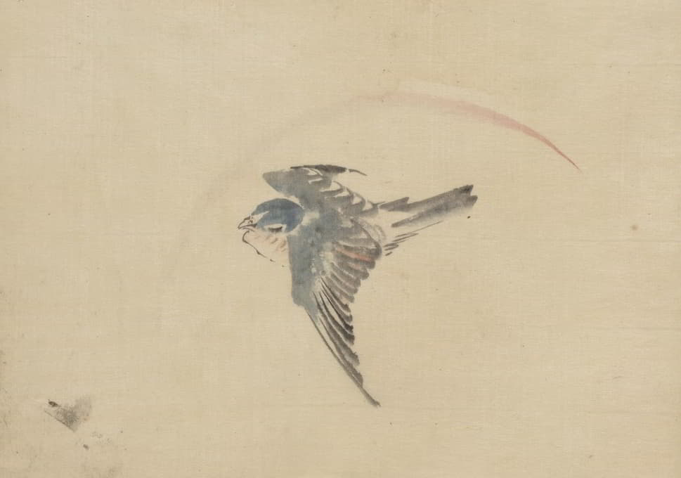 Katsushika Hokusai - A bird flying to the left, seen from above