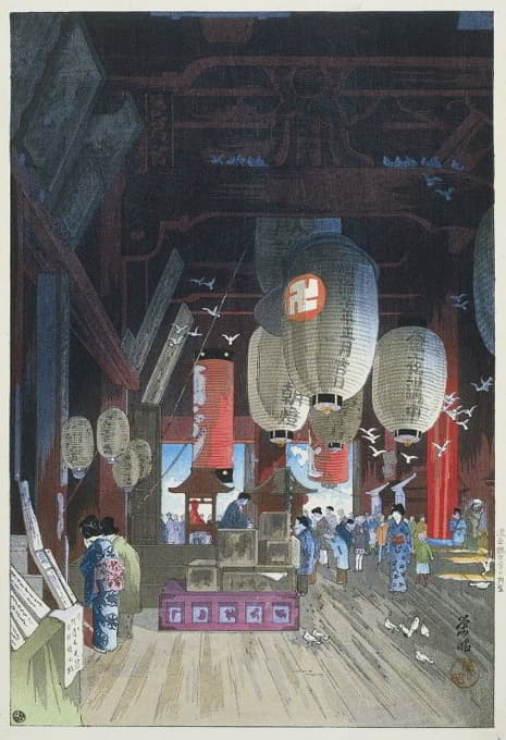 Narazaki Eisho - In de Kannon tempel in Asakusa