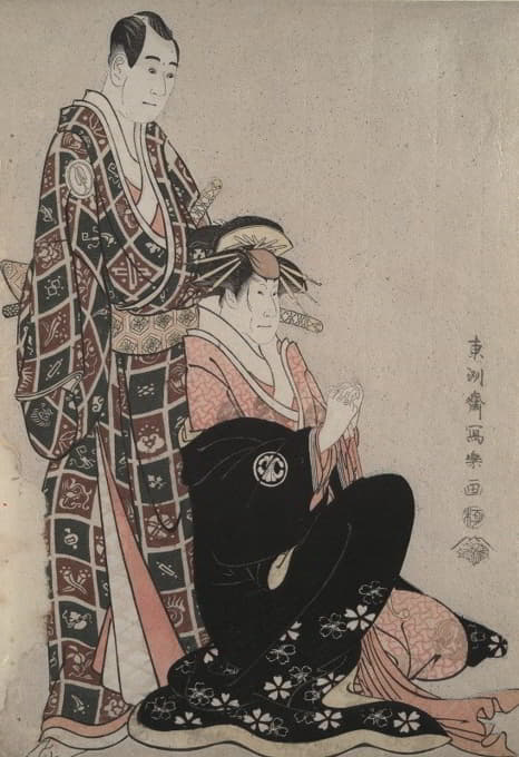 Tōshūsai Sharaku - The Actors Segawa Kikunojo III as the Courtesan Katsuragi and Sawamura Sojuro III as Nagoya Sanza from the play Three Parasols of the Courtesan