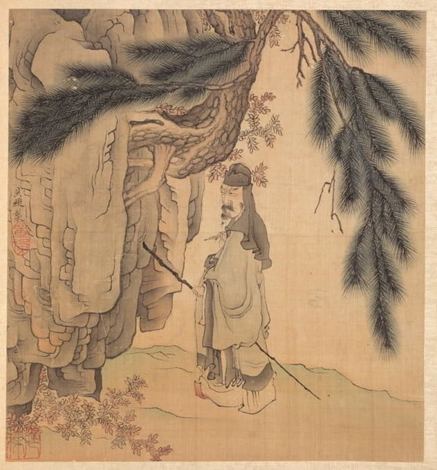 Chen Hongshou - Scholar with Staff and Brush