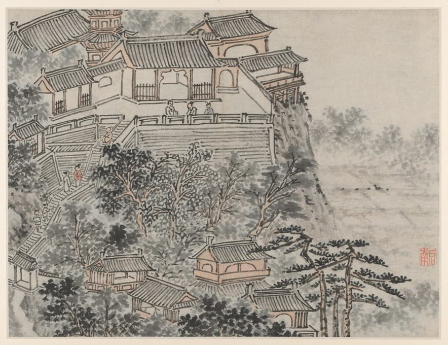 Shen Zhou - The Five Sages Terrace