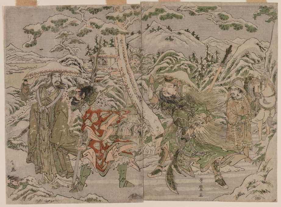 Kitagawa Utamaro - Winter Scene from the Romance of the Three Kingdoms