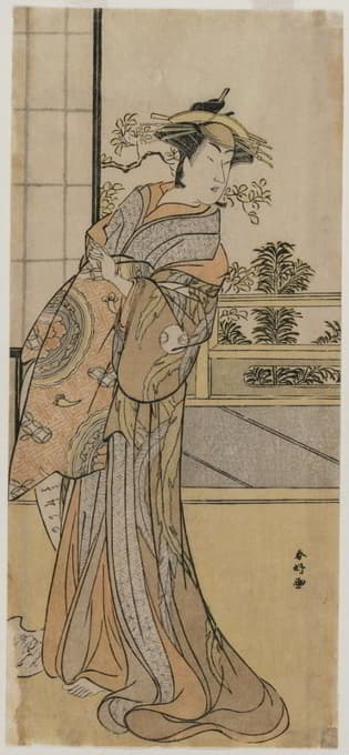 Katsukawa Shunkō - Arashi Murajiro as a Courtesan Holding a Letter