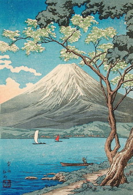 山中湖上的富士山
