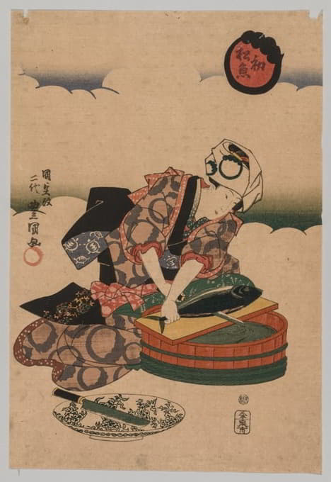Utagawa Kunisada (Toyokuni III) - Preparing Bonita