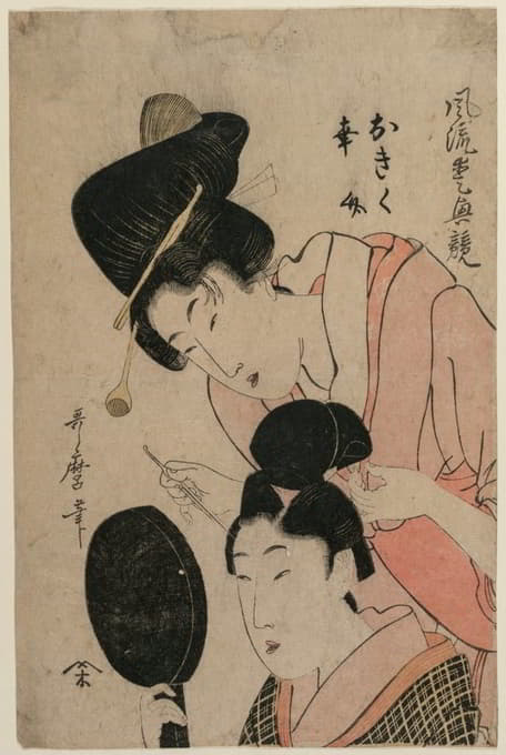 Kitagawa Utamaro II - The Lovers Okiku and Kozuke (from the series An Elegant Comparison of Charming Features)