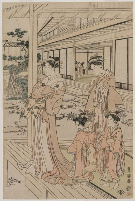 Toyokuni Utagawa - Courtesan Standing on a Veranda