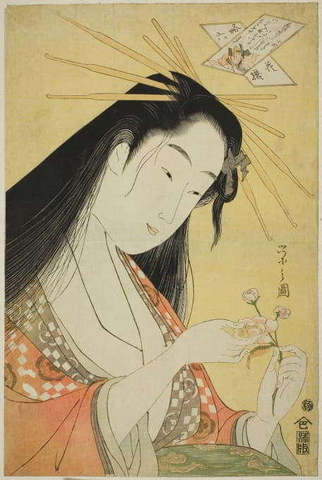 Chōbunsai Eishi - A Selection of Six Flowers – A Parody Rokkasen (Yatsushi Rokkasen); Ono no Komachi