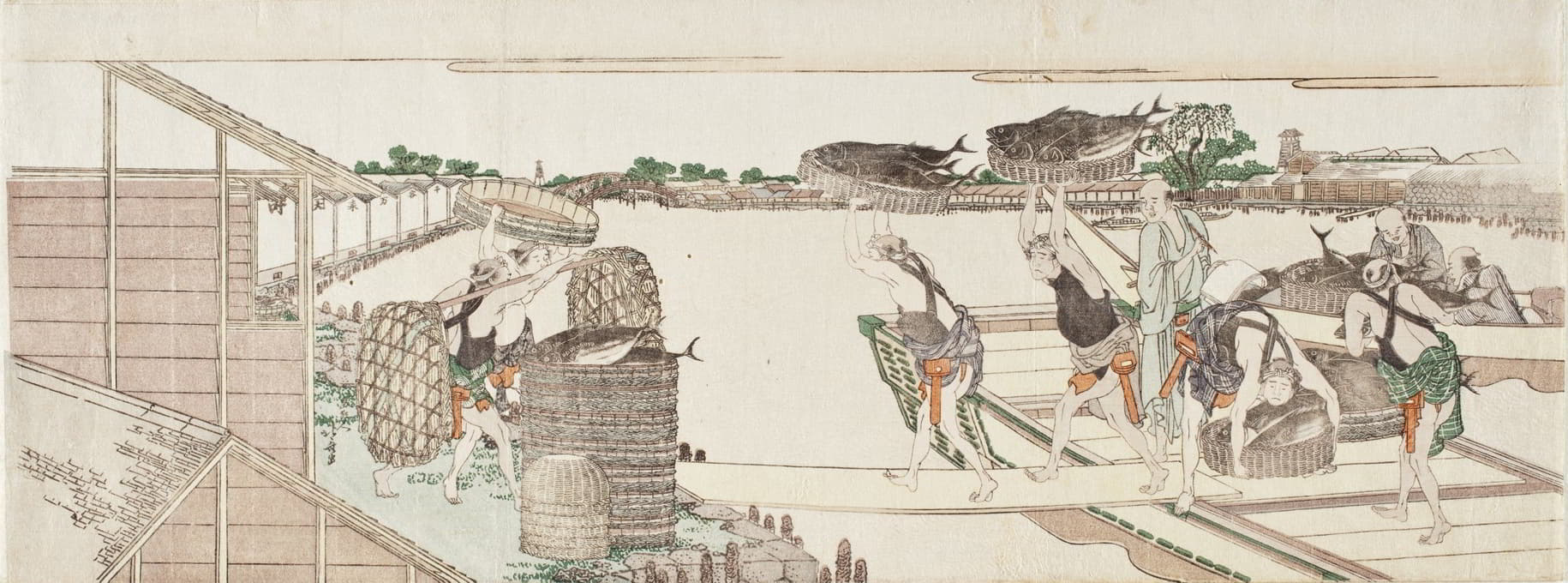 Katsushika Hokusai - Unloading Bonito for Market