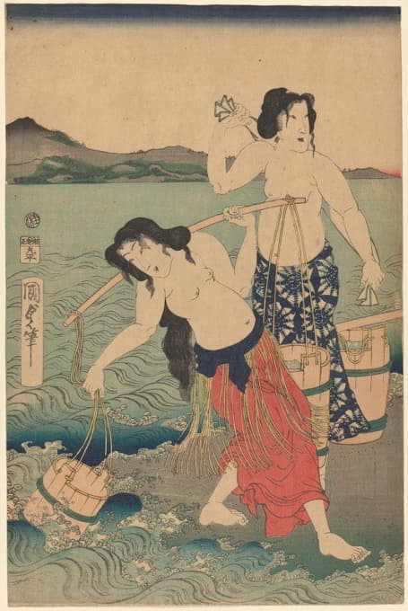 Utagawa Kunisada (Toyokuni III) - The Salt Women