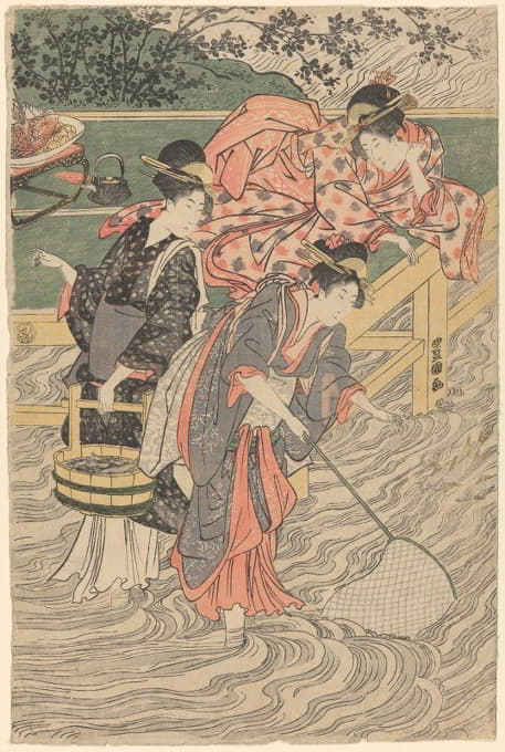 Toyokuni Utagawa - Women Fishing with Nets