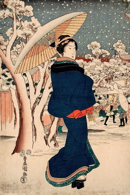 Utagawa Kunisada (Toyokuni III) - Famous Places in the Eastern Capital; The Year-end Fair at Asakusa