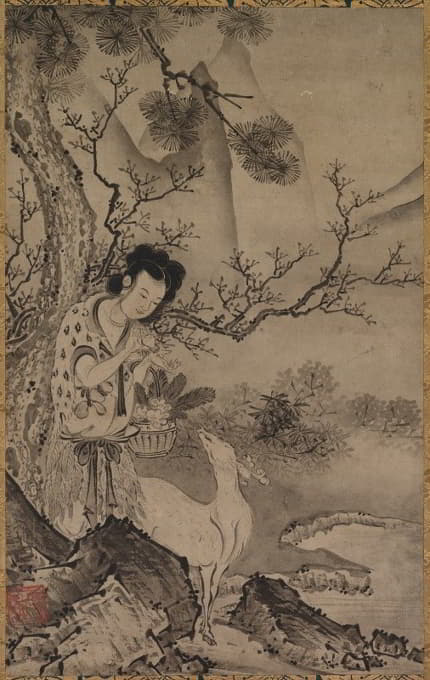 Kōboku - Female Daoist Figure in Landscape