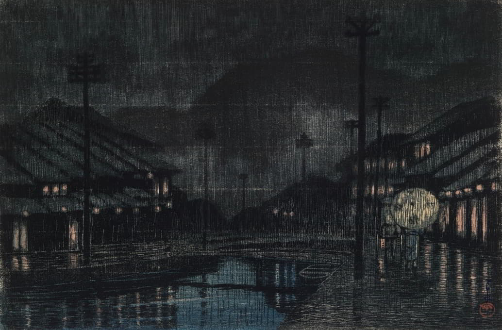 Kawase Hasui - Evening Rain in Tajima Kinosaki