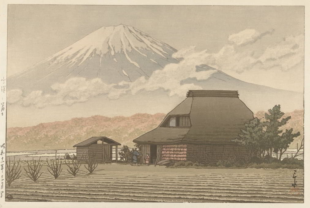 Kawase Hasui - Fuji vanaf het dorp Narusawa