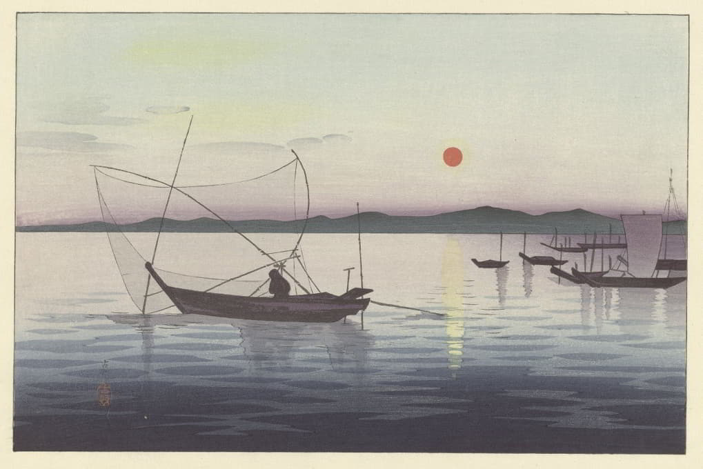 船与夕阳