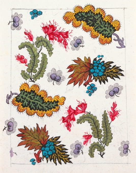 Anonymous - Floral design for printed textile Pl III