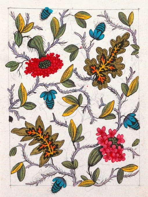 Anonymous - Floral design for printed textile Pl IV