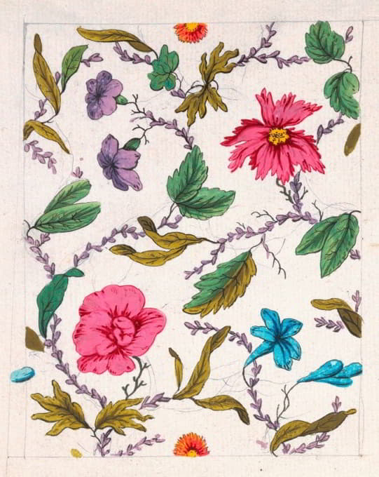 Anonymous - Floral design for printed textile Pl VI
