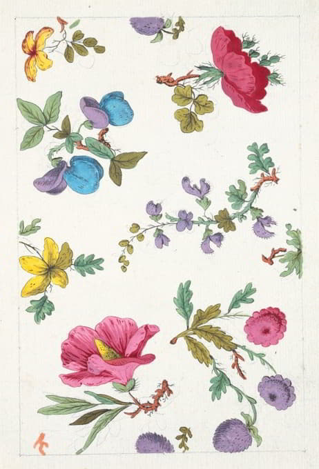 Anonymous - Floral design for printed textile Pl XIII