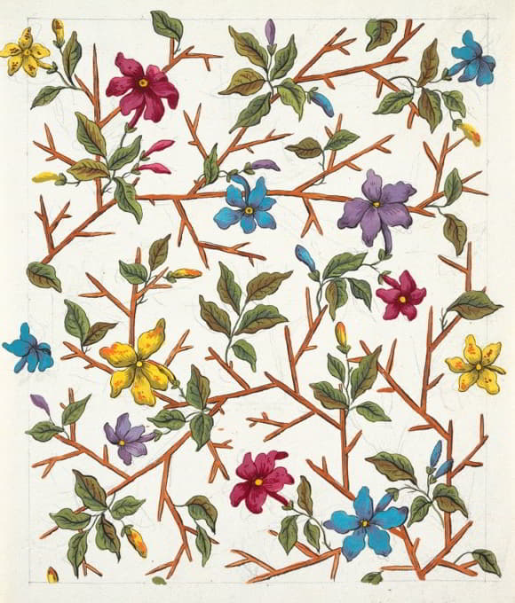印花纺织品Pl XIX的花卉设计