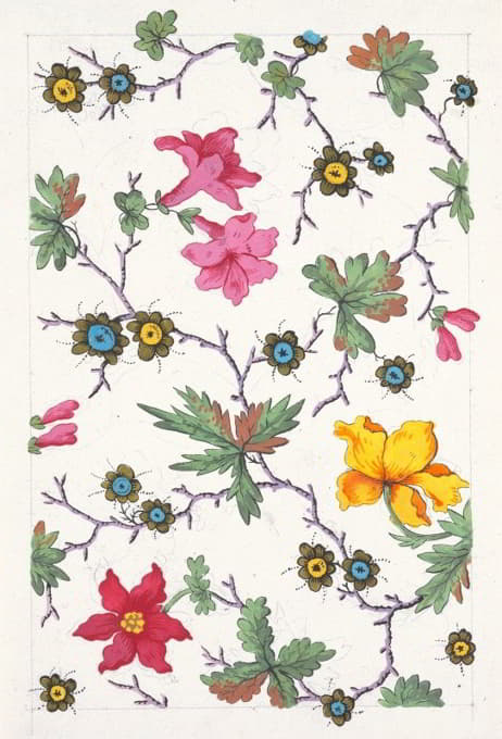 Anonymous - Floral design for printed textile Pl XVI