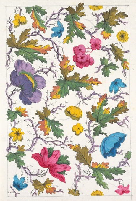 Anonymous - Floral design for printed textile Pl XVII