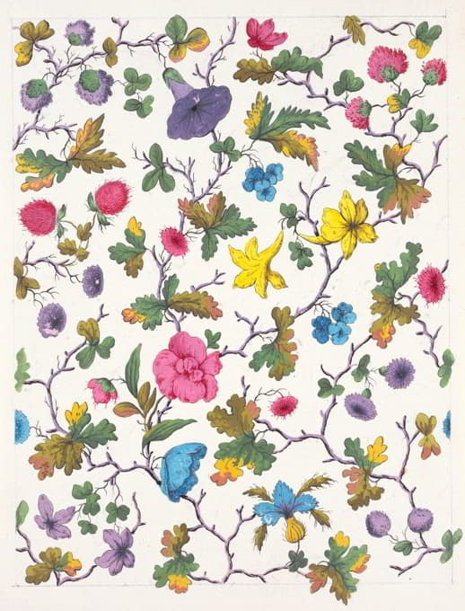 Anonymous - Floral design for printed textile Pl XX