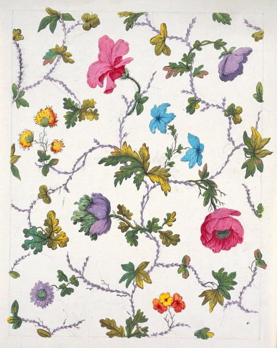 Anonymous - Floral design for printed textile Pl XXII