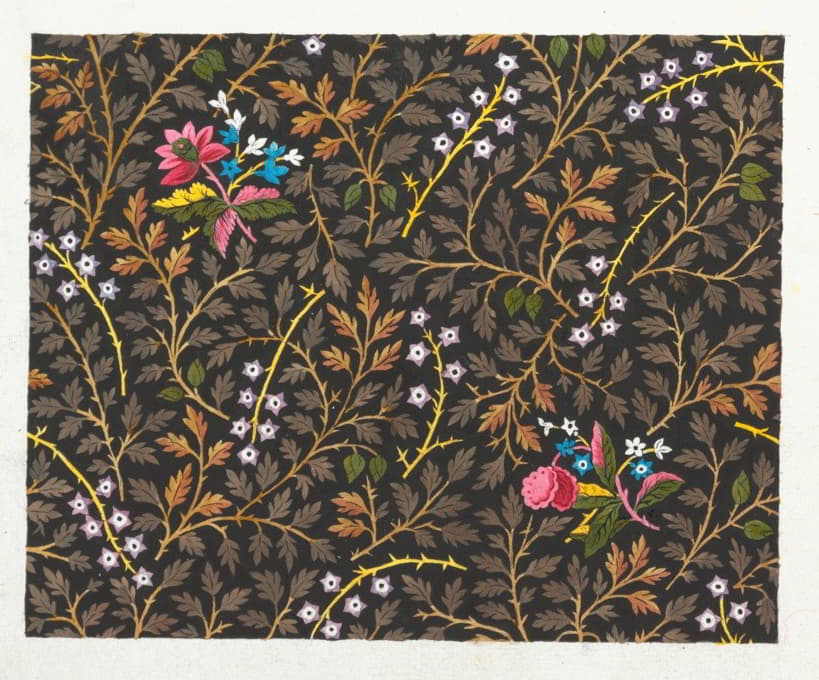 Anonymous - Floral design for printed textile Pl XXV