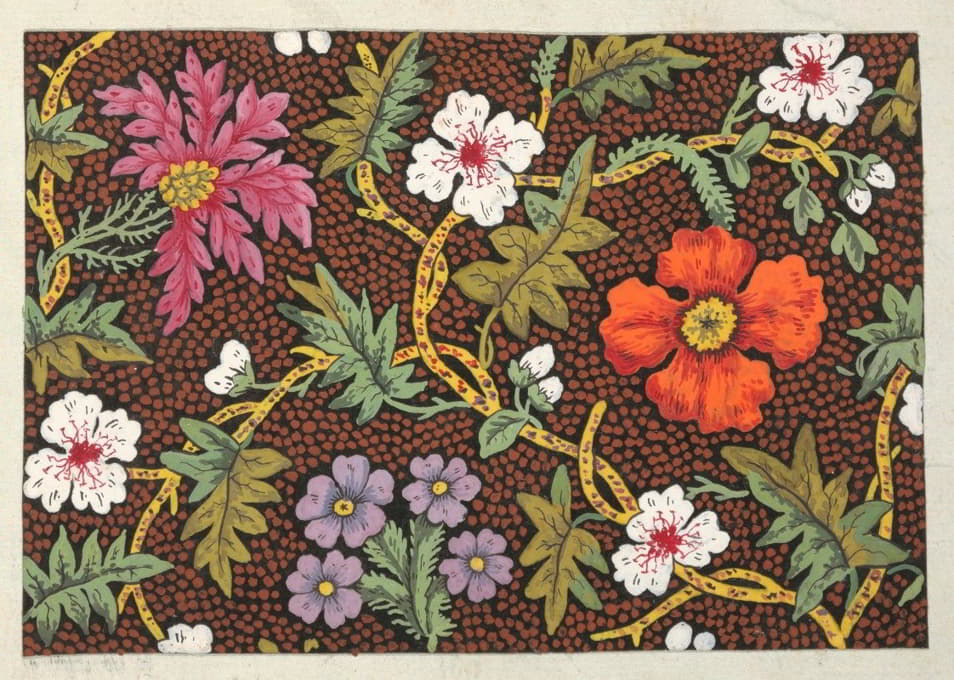 Anonymous - Floral design for printed textile Pl XXXIII