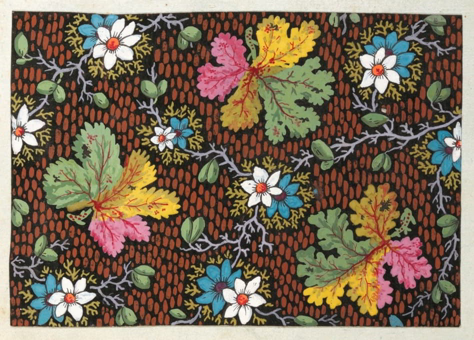 Anonymous - Floral design for printed textile Pl XXXIV
