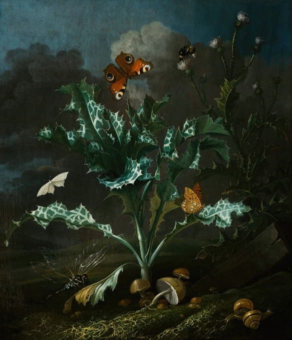 Otto Marseus van Schrieck - Thistles and Butterflies