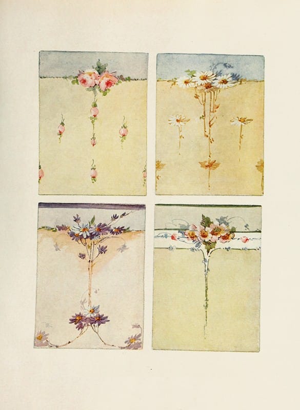 Mrs F.C. McGaughy - Four panels in Roses and Daisies