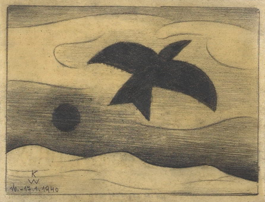 Karl Wiener - Ohne Titel (fliegender Vogel); aus; ‘Die 150 Blätter’