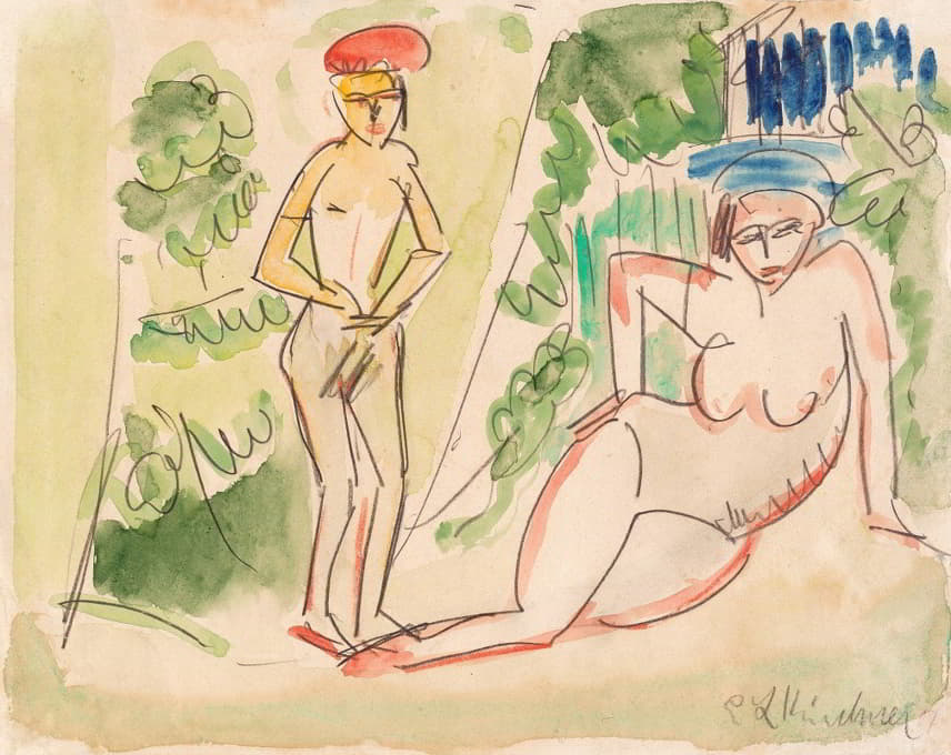 Ernst Ludwig Kirchner - Two Bathers near the Woods