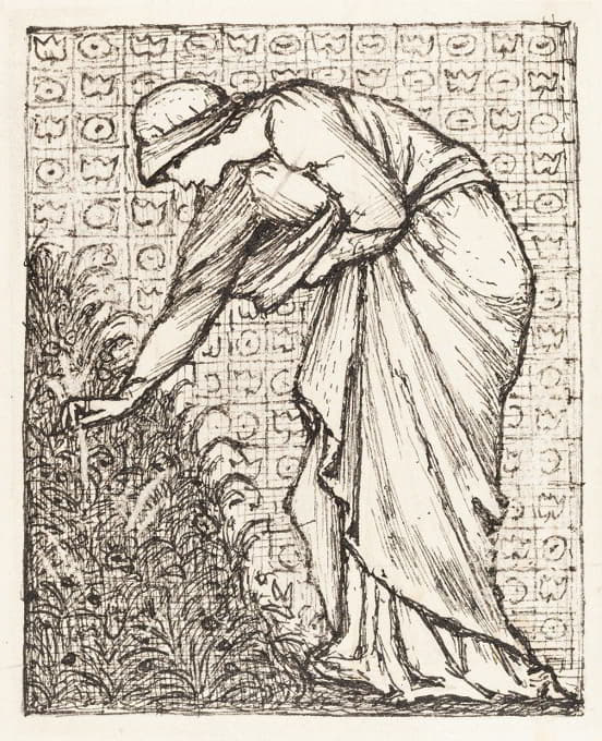 Sir Edward Coley Burne-Jones - Lady Picking Flowers