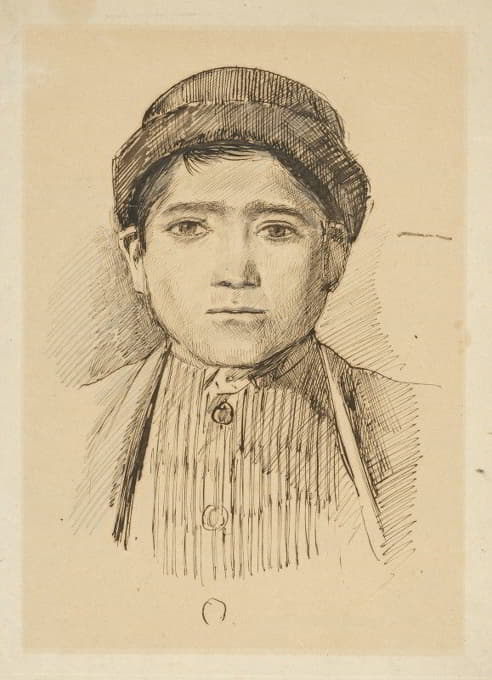 一个戴帽子的男孩的肖像习作