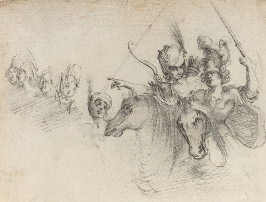 After Jacques Bellange - Figures on Horseback (verso)