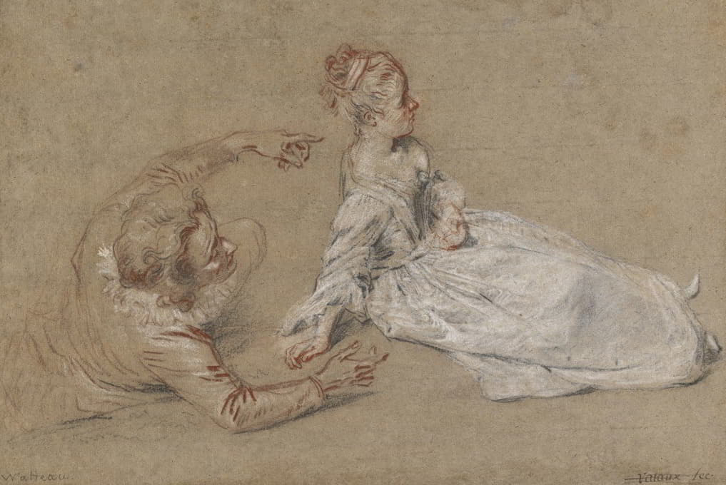 Jean-Antoine Watteau - A Man Reclining and a Woman Seated on the Ground