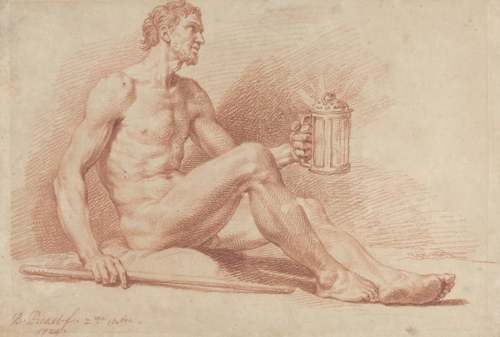 Bernard Picart - Male Nude with a Lamp (Diogenes)