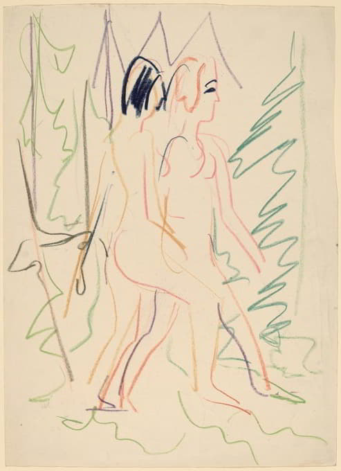 Ernst Ludwig Kirchner - Two Nudes in a Forest